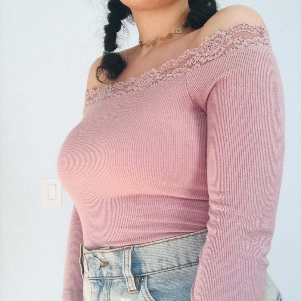 Off the Shoulder Pink Bodysuit